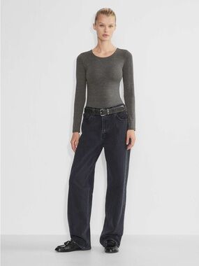 NEW Aritzia Contour Crew Longsleeve Bodysuit Grey Charcoal Heather